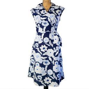 Tommy Hilfiger Floral Wrap Dress in Blue and White, Size XS